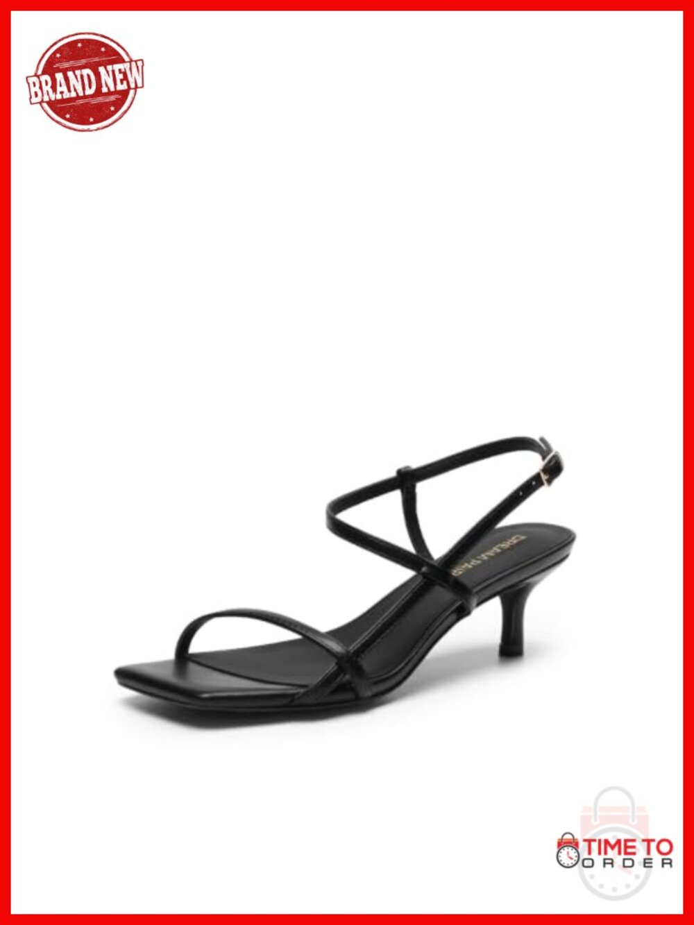 Women's Faux Leather Kitten Heel Ankle Strap Sandals Open Toe Heels